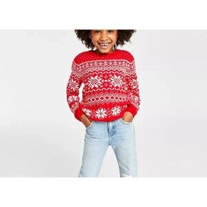 Charter Club Holiday Lane Little Girls Festive Fair Isle Crewneck Sweater Red 2T
